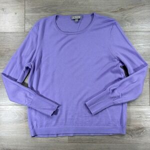 J. Crew Large Women Purple Merino Wool Long Sleeve Pullover Crew Neck Sweater